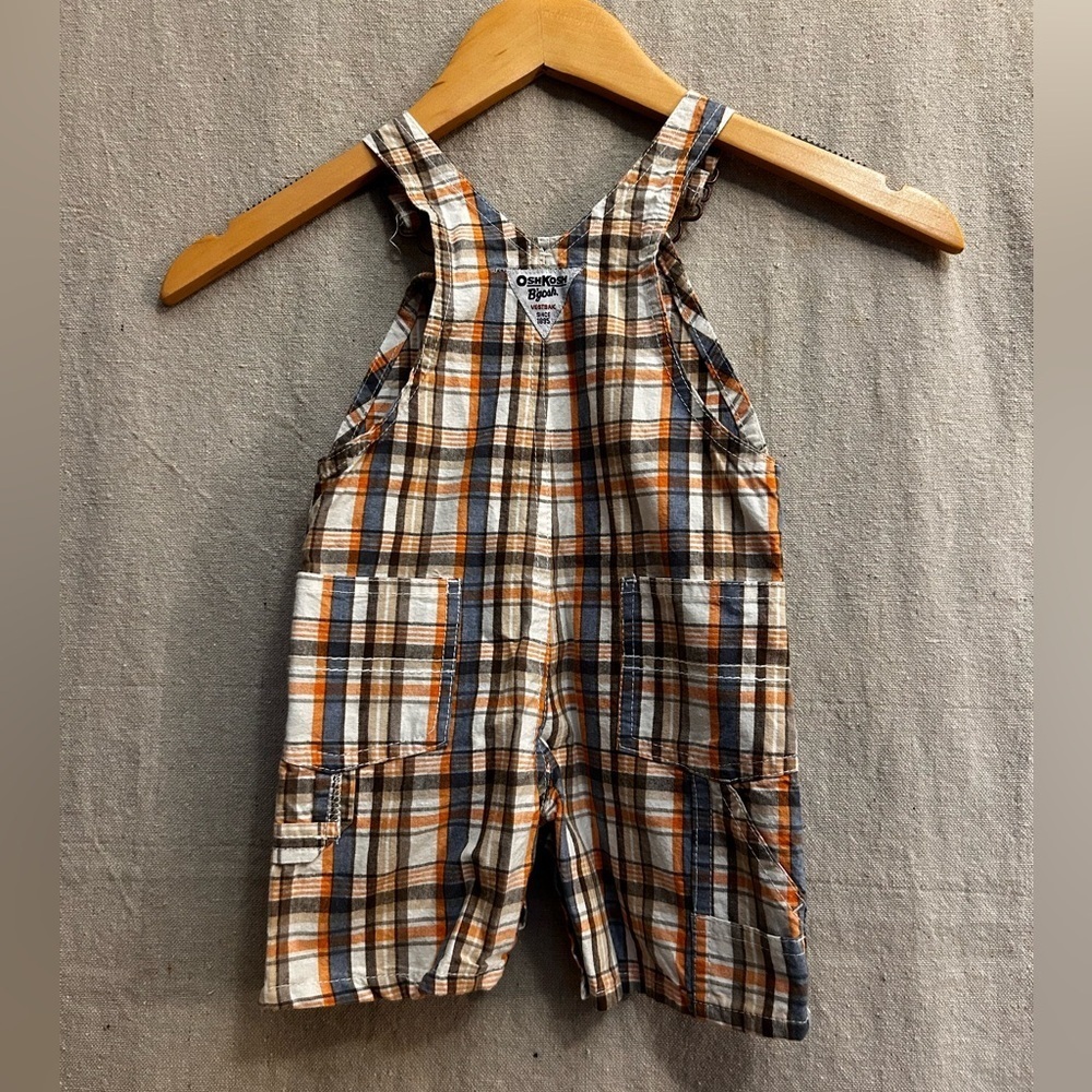 Vintage Osh Kosh B'Gosh Vestbak plaid Logo Overalls Size 18 month - Picture 8 of 10